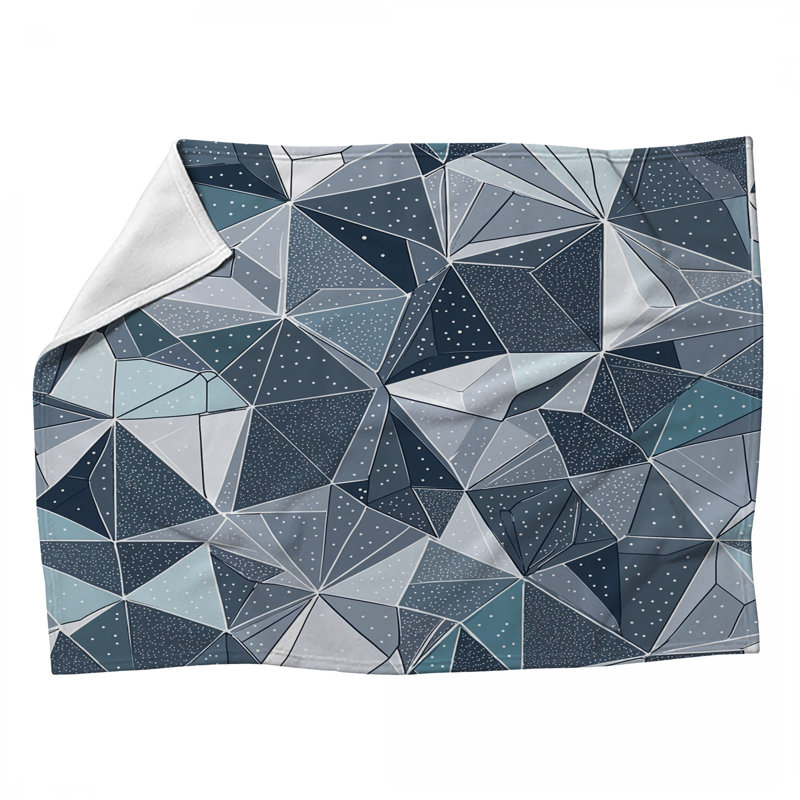 Pebbles Pattern Fans Fleece Throw Blanket - Patterns Throws for Sofas or Beds, 60" L x 50" W, White/Gray Abstract