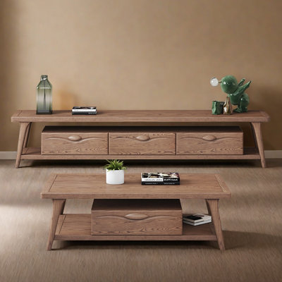 Ensemble de meuble télé et table basse en bois de frêne