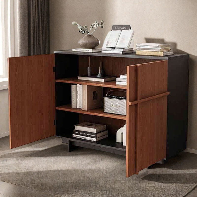Armoire d'appoint en bois simple et moderne, Noir, noir, noir, noir, H 35,43 po x l 31,49 po x P 15,74 po
