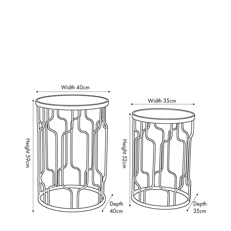 Mel Glass Top Frame Nesting Tables