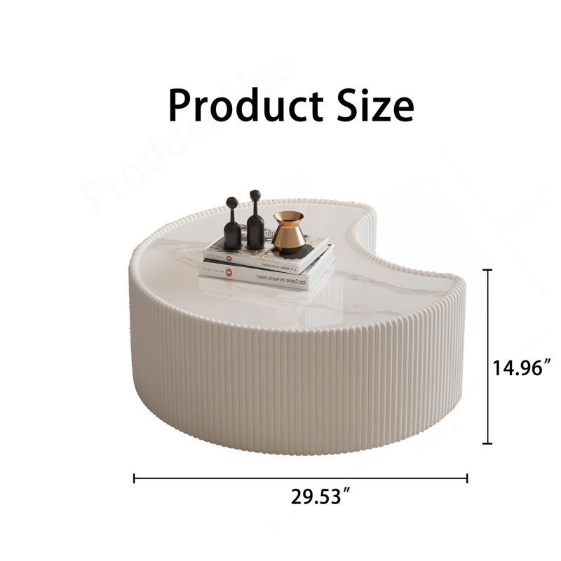 Light Sintered Stone Top Stylish Irregular Shape Leather Coffee Modern Sofa Table For Living Room (Each Tabletop Has A Unique Grey Pattern)