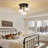 3-Light Semi Flush Mount Ceiling Light, Modern Matte Black Crystal Fixture For Kitchen, Entryway & Bedroom-798157025