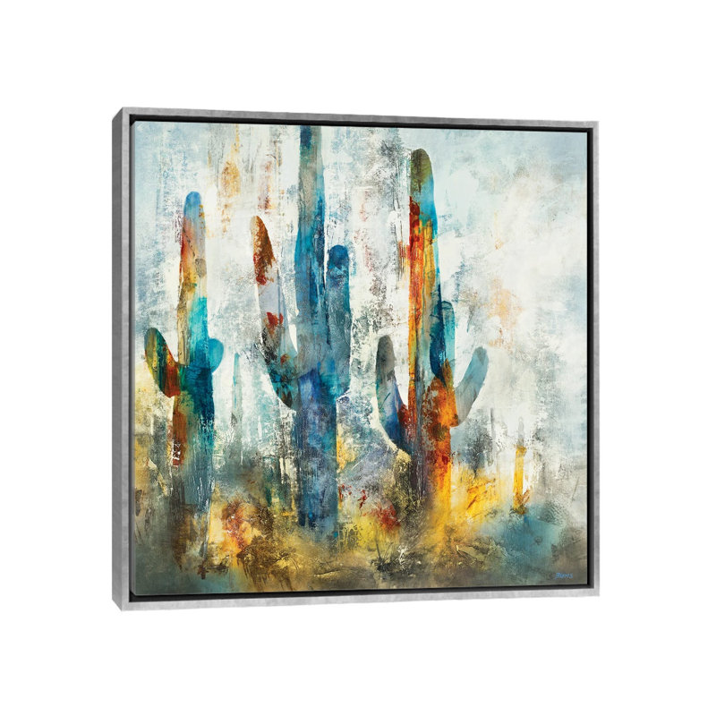 «Saguaro Forest» encadré par Scott Brems, Toile argentée avec cadre flottant, H 12 po x l 12 po x P 1,5 po, Non