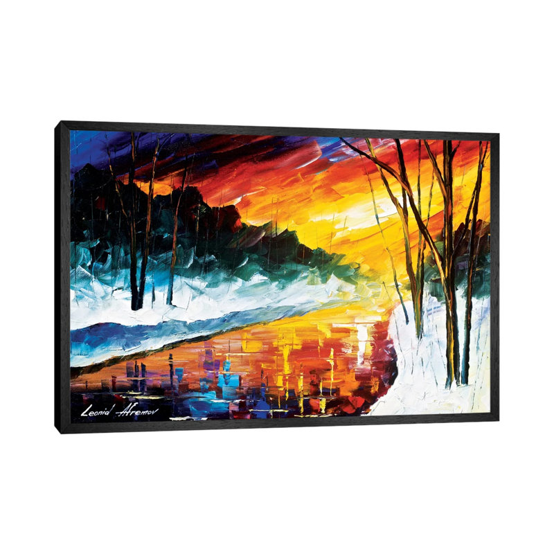 Winter Emotion by Leonid Afremov - Painting on Canvas, 66.04 cm H x 45.72 cm W, Black Framed Canvas
