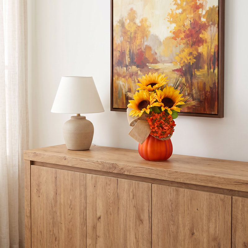 Fall Centerpiece with Sunflowers and Hydrangeas
