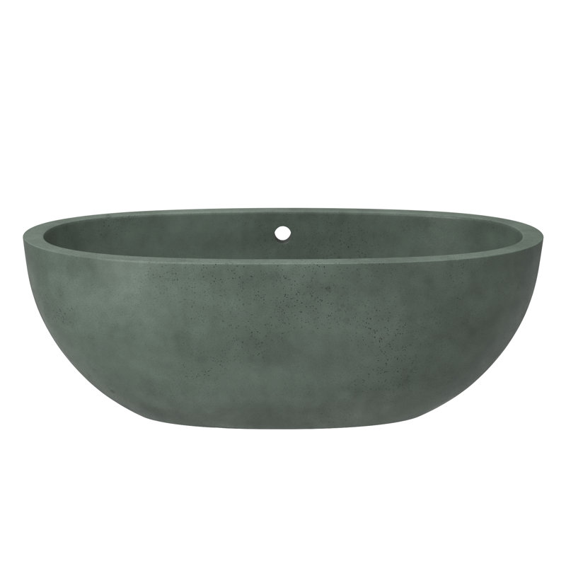 Avalon NativeStone Freestanding Soaking Cement Bathtub, Forest, 21" H x 36" W x 62" L