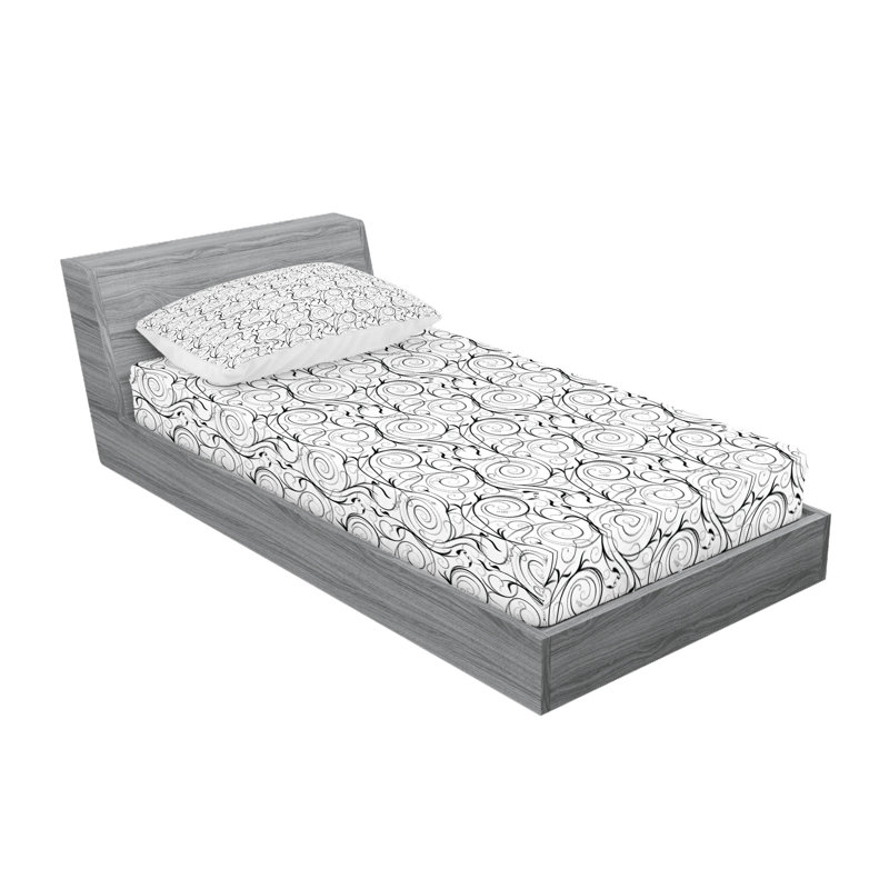 Ensemble de draps et taies décoratives noir et blanc Ambesonne, Ensemble de draps pour lit simple avec deux taies 
