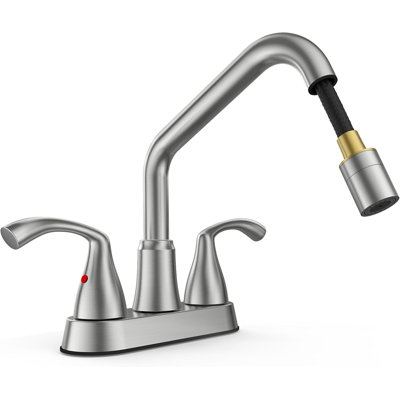 Robinet d'évier de buanderie, robinet d'évier utilitaire avec pulvérisateur rétractable, robinet rétractable à deux poignées, robinets d'évier et de buanderie à ensemble central de 4 pouces