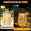 Lanterne d'extérieur carrée en rotin, rechargeable à énergie solaire, lampe de camping portative pour terrasse, jardin et pelouse.
