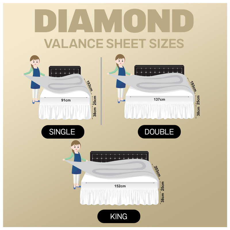 Premium Cotton Blend Plain Dyed Valance Sheet | Soft Durable and Breathable Luxury Bed Sheet for Ultimate Comfort, Cream