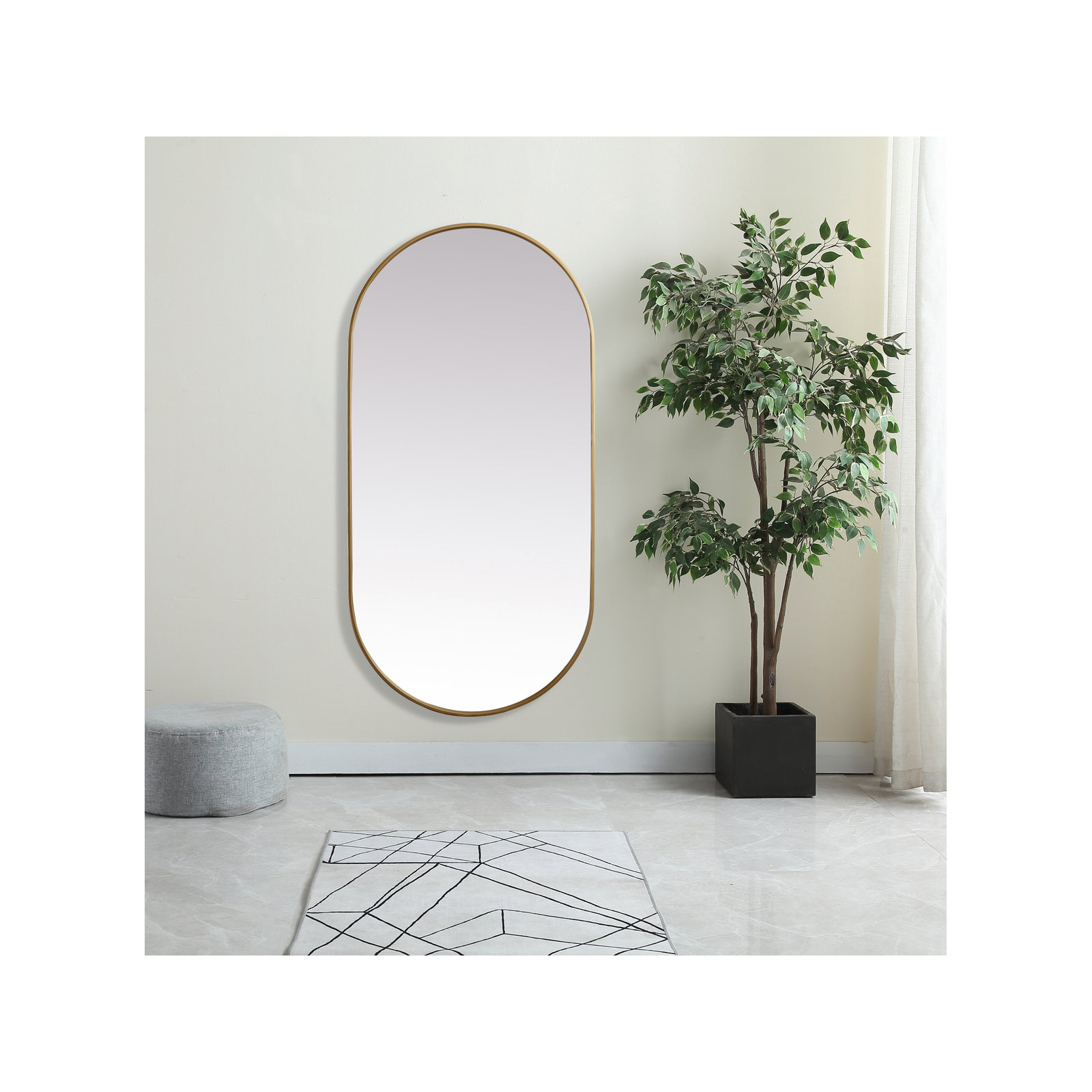 Elington Metal Oval Mirror, Brass, 60"  x 30" 