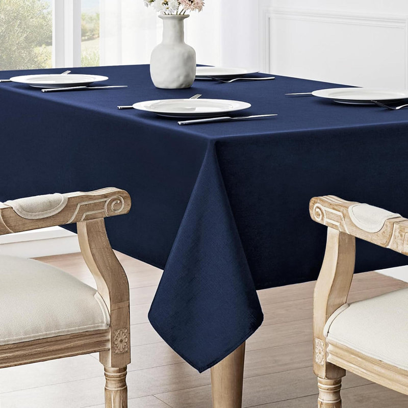 Rectangle Tablecloth Waterproof 52X70 Inch Linen Textured Table Cloth Stain And Wrinkle Resistant Washable, Decorative Fabric Table Cover For Dining, Party And Camping, Black