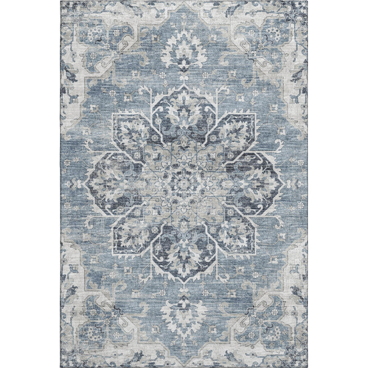 Premium Machine Washable Barayon AMF93 Blue Rug