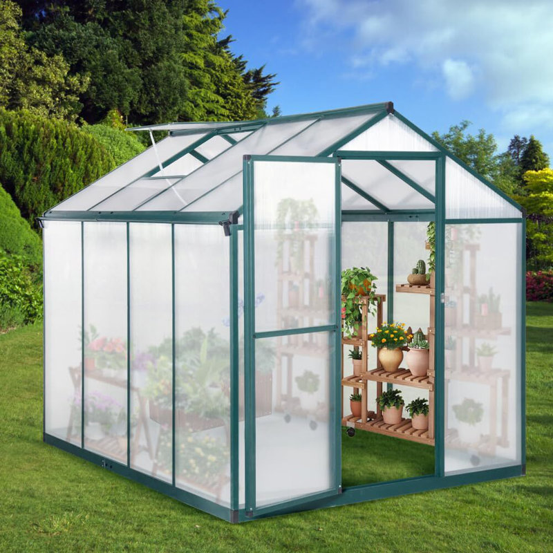 Serre de plain-pied avec portes coulissantes, 95.28"