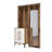 Modern Hall Stand with Hanging Coat Rack, Walnut & White, 47.2 x 78.7 x 13.8 inches | 100% Melamine Coated Particle Board, Metal Legs & Handles | Numerous Shelves, Wall-Mountable, Stylish & Functional Design-1044926120