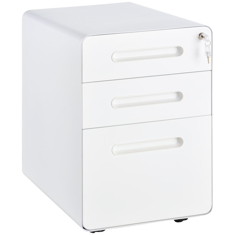 Lynnae 15.4'' Wide 3 -Drawer Mobile Steel File Cabinet, White
