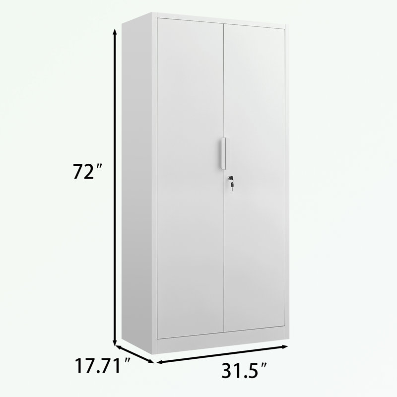 Classeur à 2 portes avec serrure et 4 tablettes réglables, Blanc