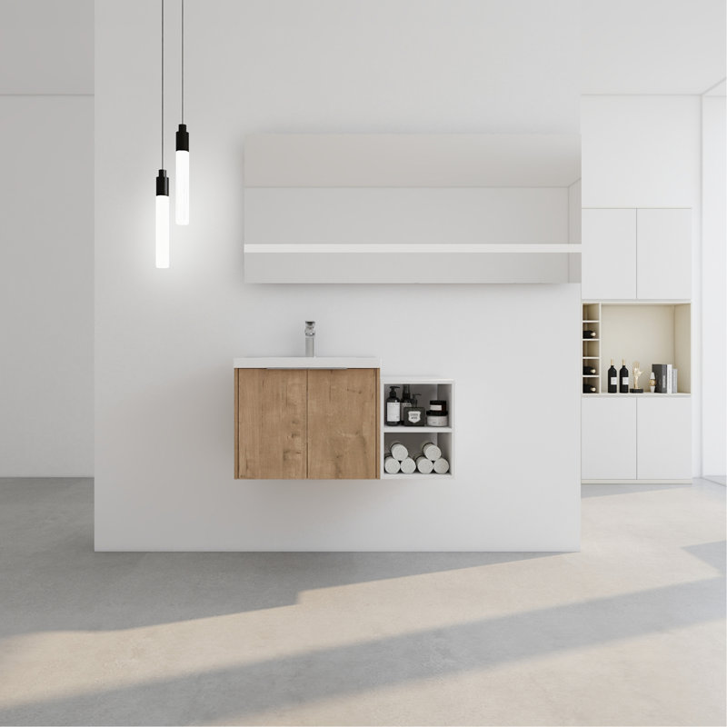 Meuble-lavabo à fermeture en douceur 36 po avec lavabo, petites tablettes de rangement, armoire combinée 24 po et 12 po (KD-Packing)