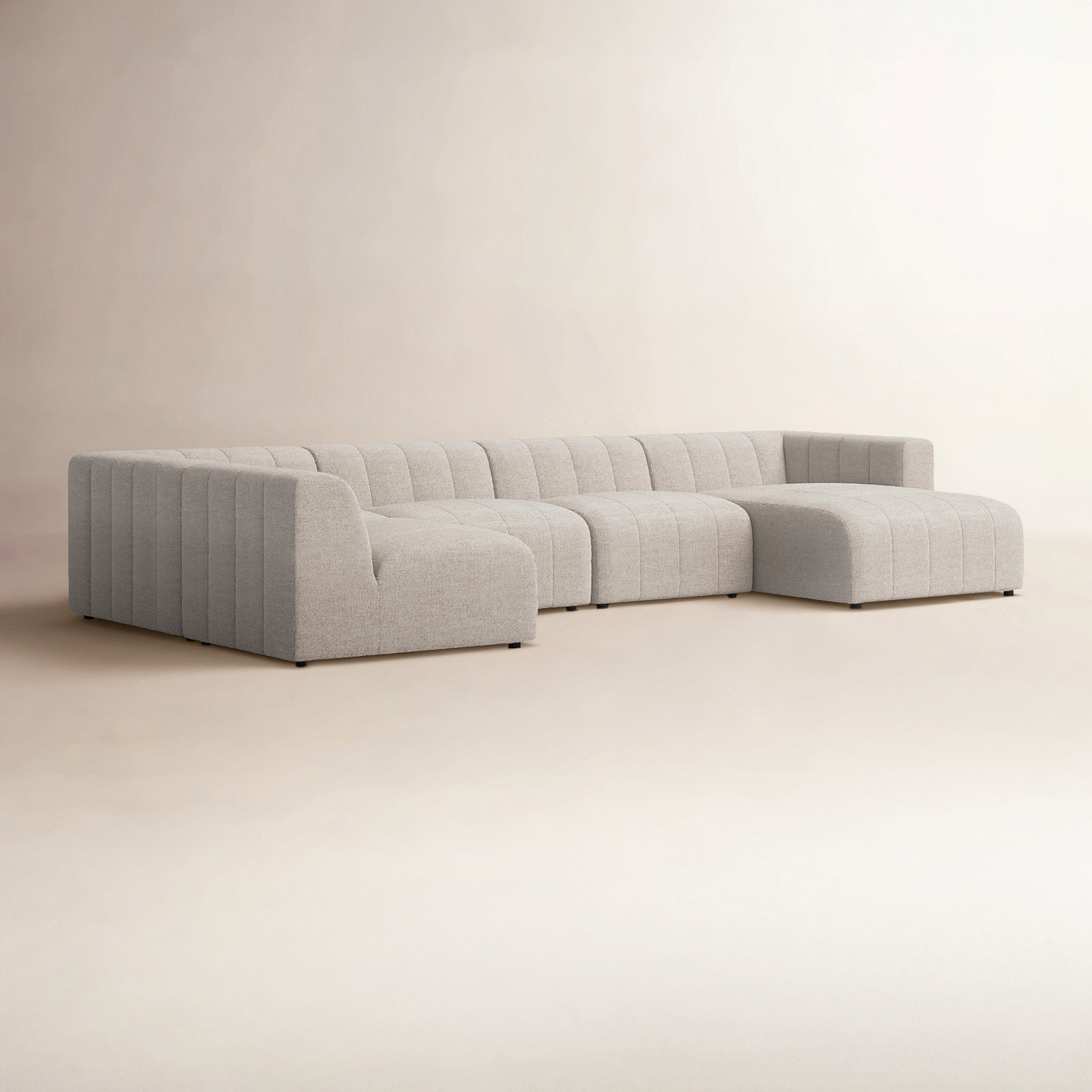 Bowry Modular Sectional, Right Hand Facing, Gray Polyester