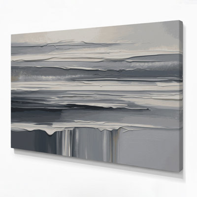 Horizontal Striped Mist Gray Canvas Wall Art