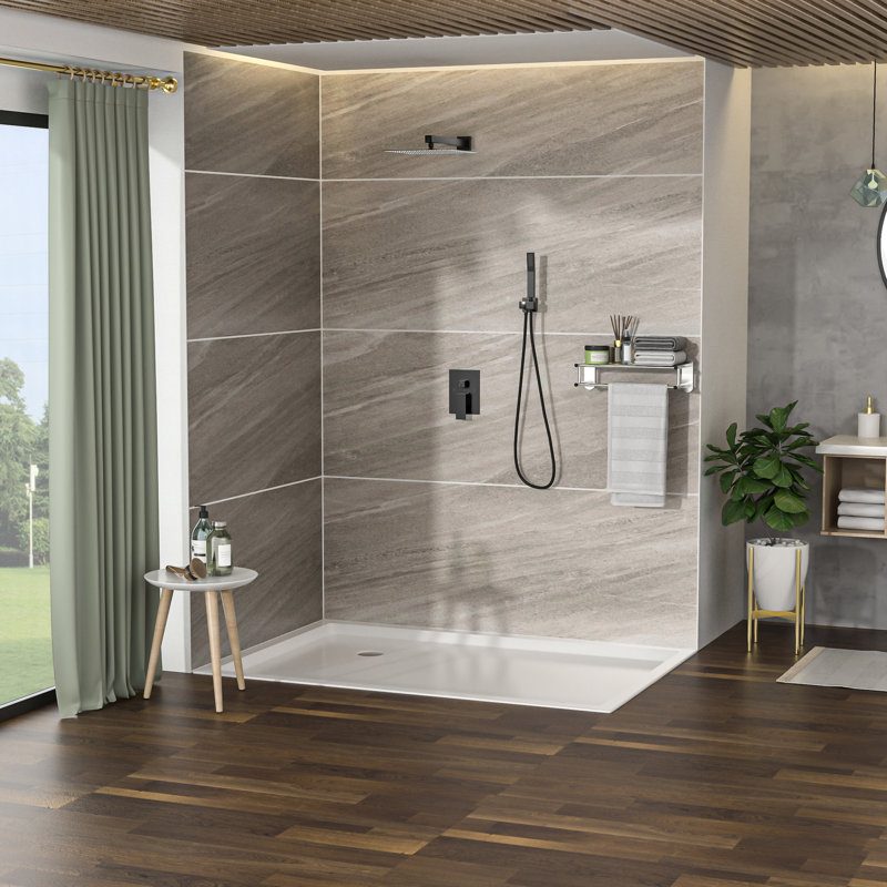 Pomme de douche murale double - carré 12 po, finition noir mat avec têtes équilibrées