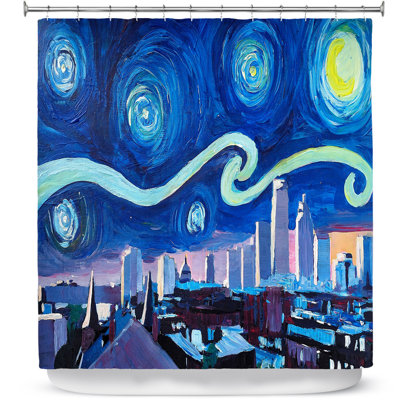 Starry Night Boston Skyline Single Shower Curtain