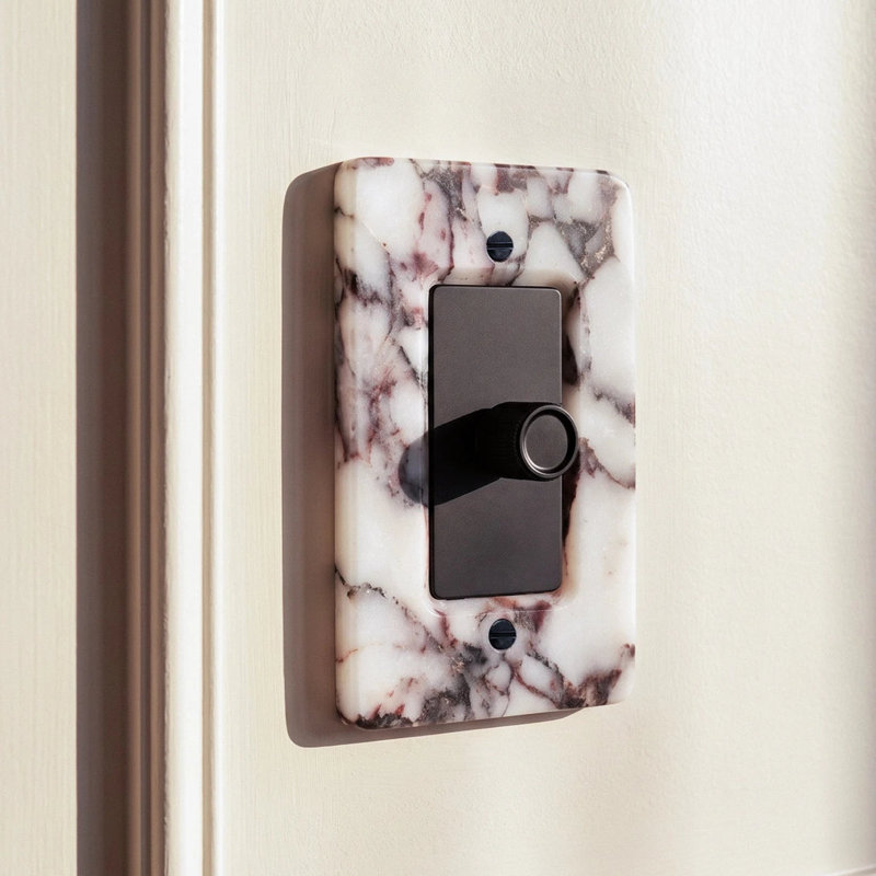 The Stone 3-Way Dimmer Switch, Marble-Guatemala Green/ Finish-Satin Brass