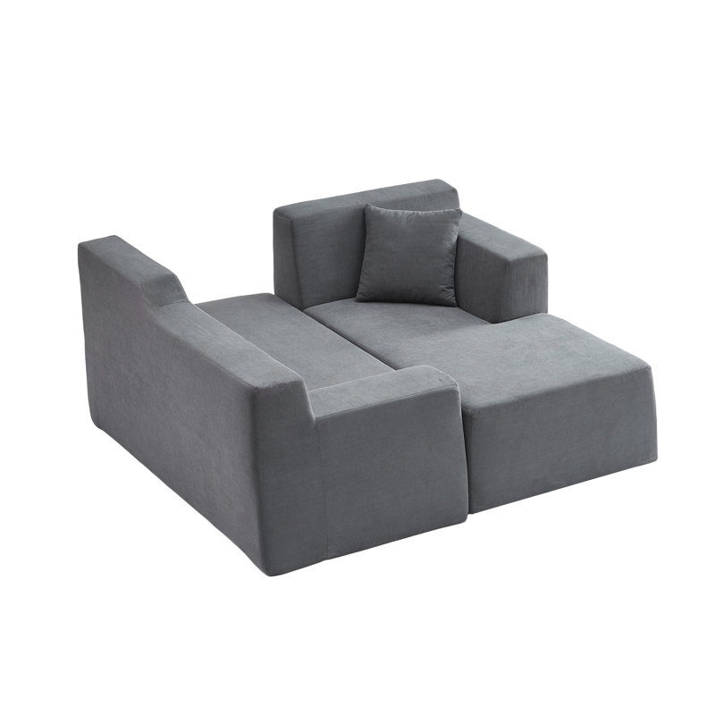 Canapé modulaire avec méridienne en L, canapé moderne sans os pour le salon - gris foncé