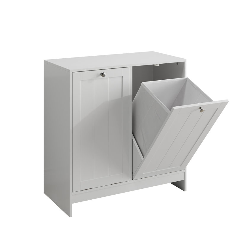 Panier à linge incliné avec panier amovible, panier à linge caché, armoire de rangement pour panier de salle de bain, organisateur de maison autoportant, blanc
