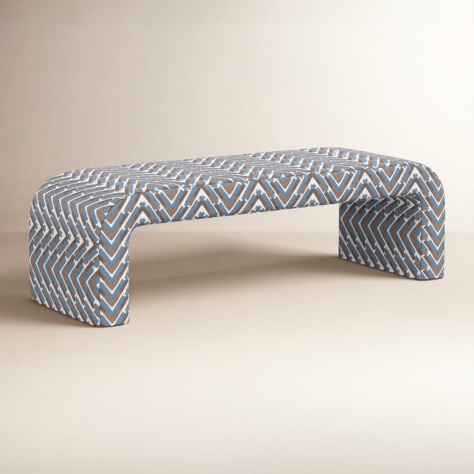 Barley 50" Bedroom Bench, Stroke Ocean Chevron