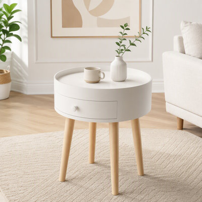 Nightstand with Storage Drawer & Oak Legs