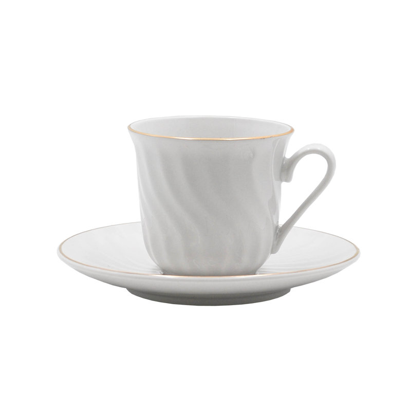 Ensemble de tasses et soucoupes en porcelaine blanche Hertford (service pour 6 personnes)