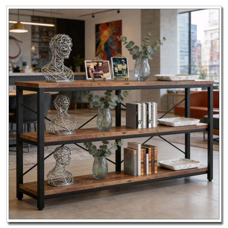 Console, canapé, Noir, brun rustique