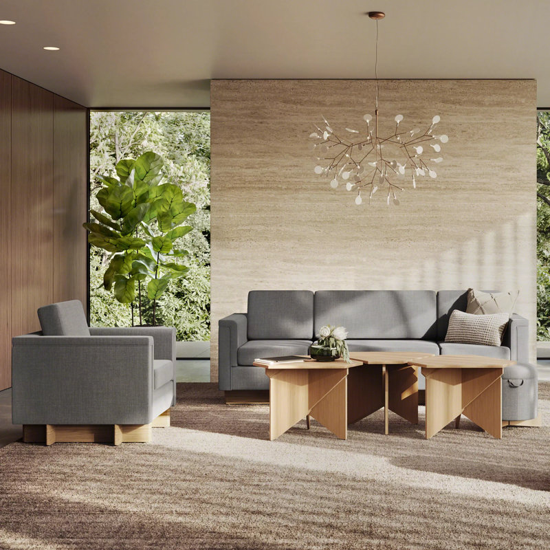 Frank Lloyd Wright Galesburg Sofa, Paynes Gray