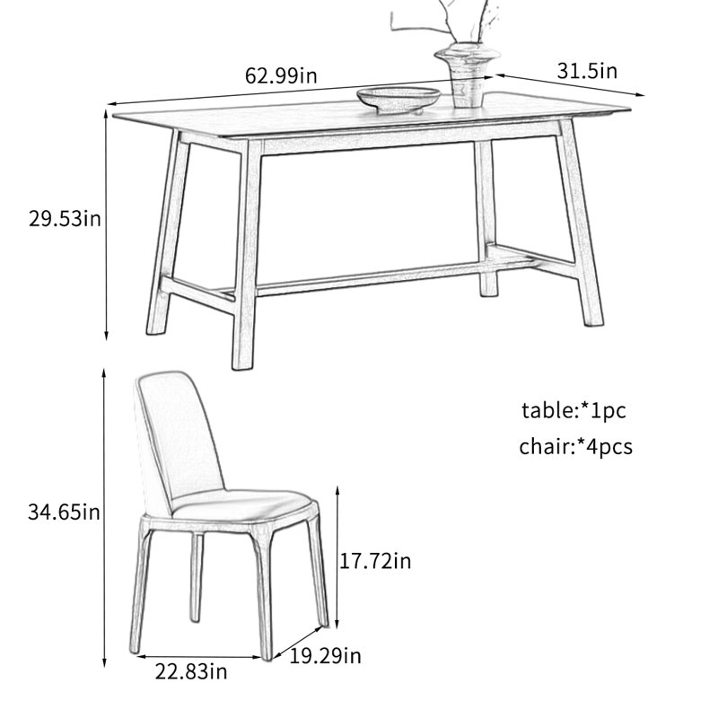 Ensembles de table de salle à manger avec des matériaux de haute qualité., H 29,53 po x L 62,99 po x l 31,5 po