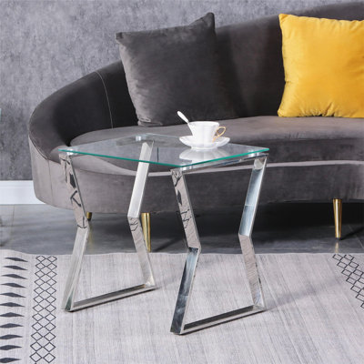 Carlla Glass Top End Table