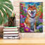  «Spring Shiba Inu» par Dean Russo, art mural sur toile, 12 po x 16 po