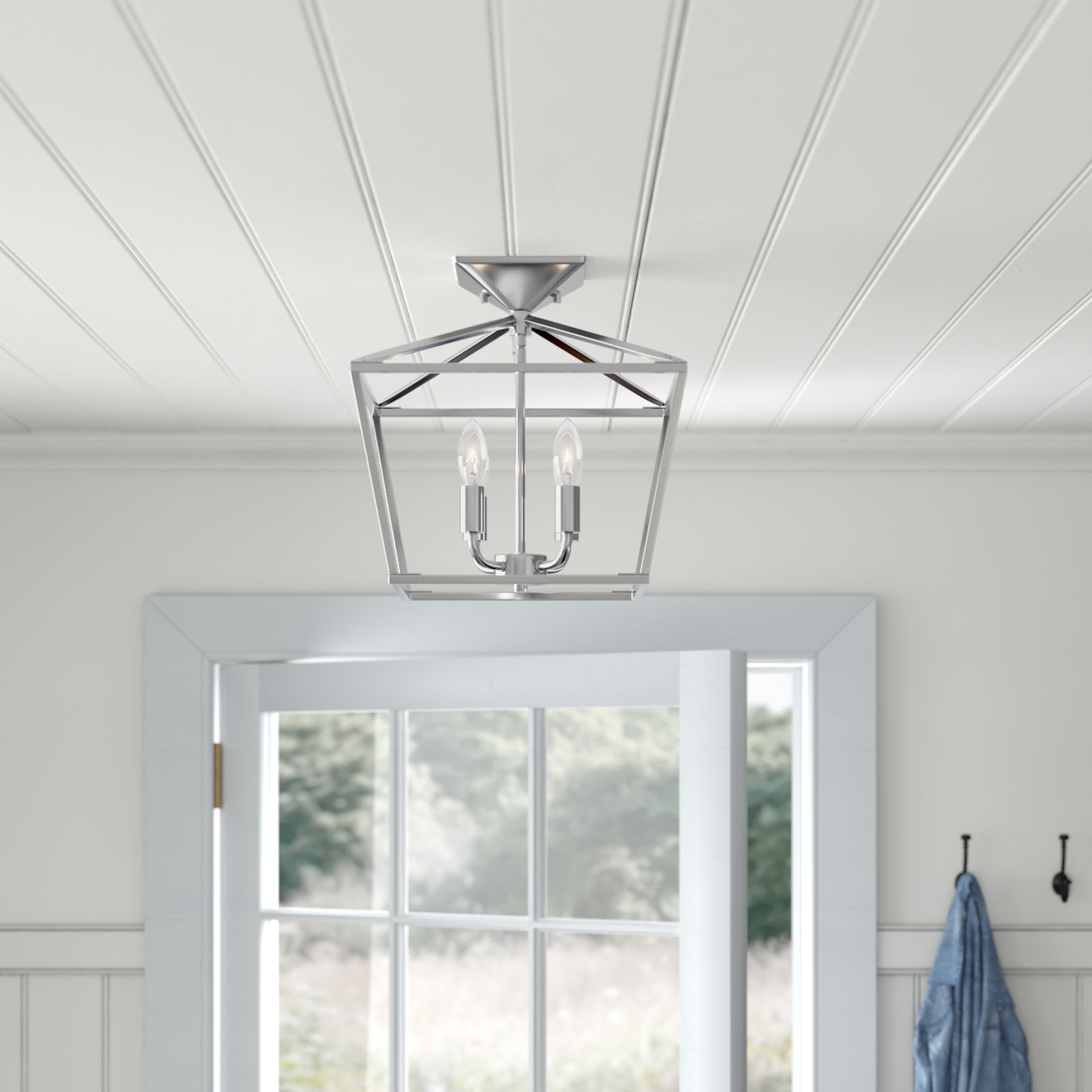 Hastings 4-Light Semi Flush Mount, Satin Nickel