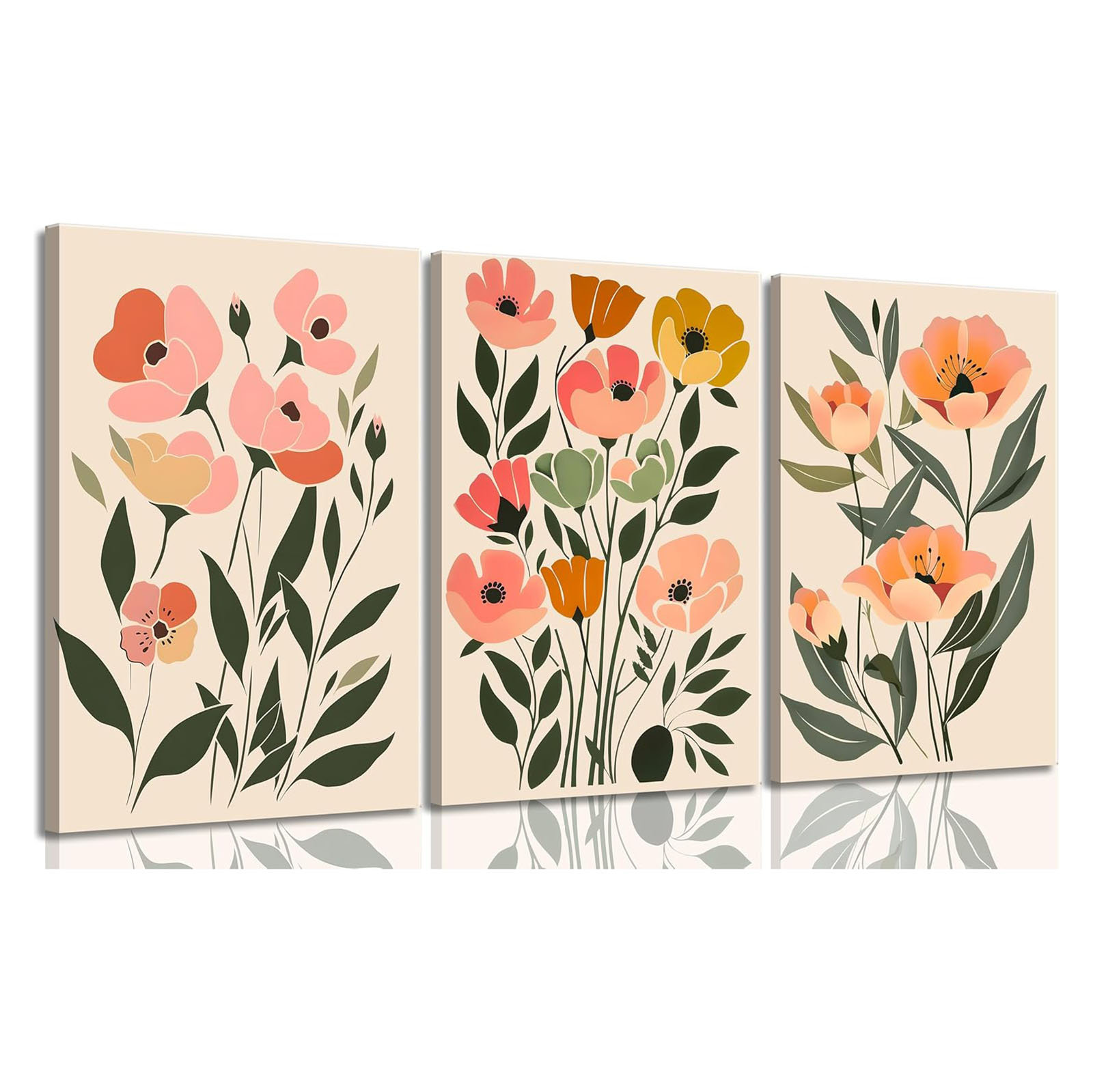 Dakota Fields Boho Flower Canvas Wall Art Minimalist Abstract Botanical ...