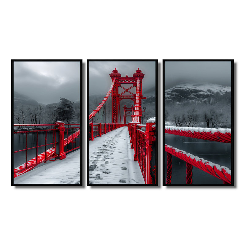 Gamez " Gamez " 3 - Pieces, 40" H x 60" W, Black Floater Framed