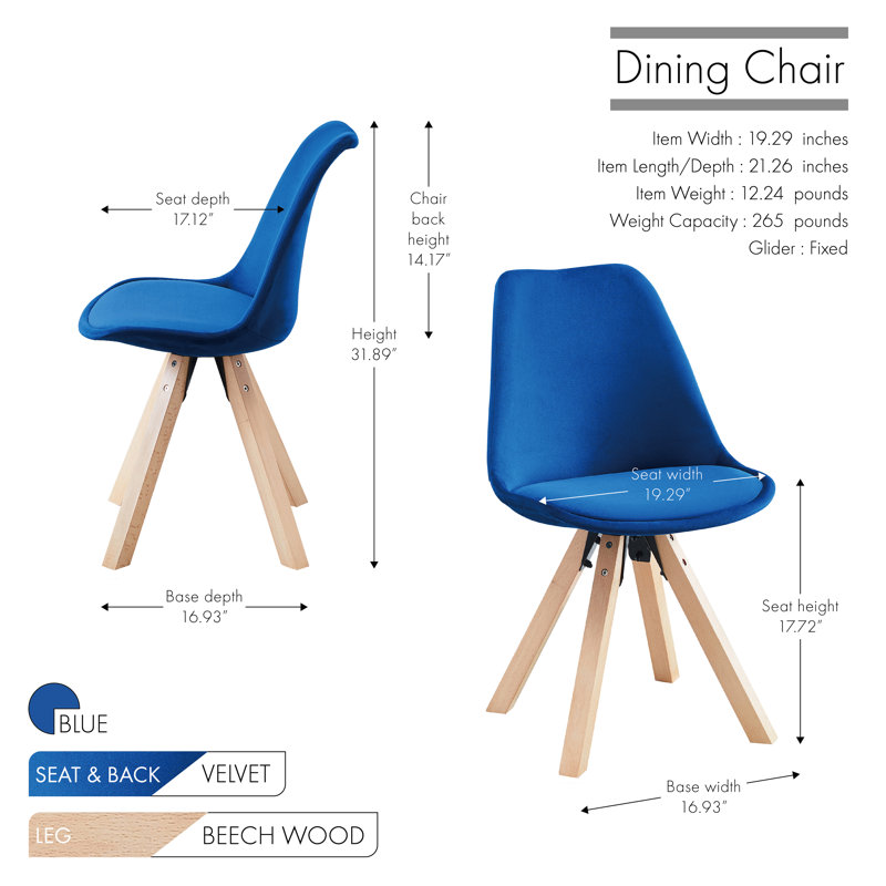 Bariola Upholstered Dining Chair, Blue