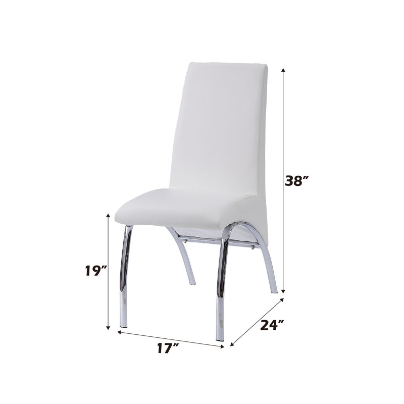Ensemble de 2 chaises d'appoint en cuir synthétique blanc et chrome Pervis, Blanc