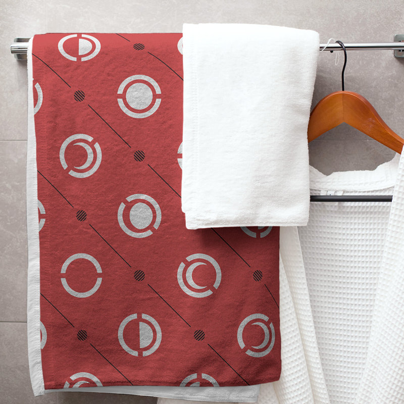 Serviette de bain Classic, Rouge / noir / gris clair