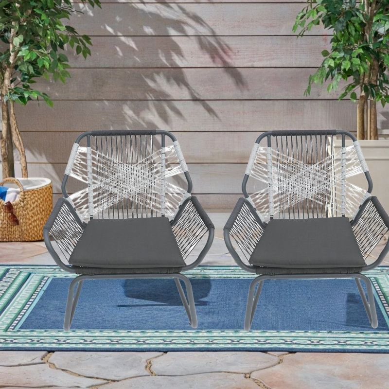 Chaise de patio grise tissée grise (ensemble de 2)