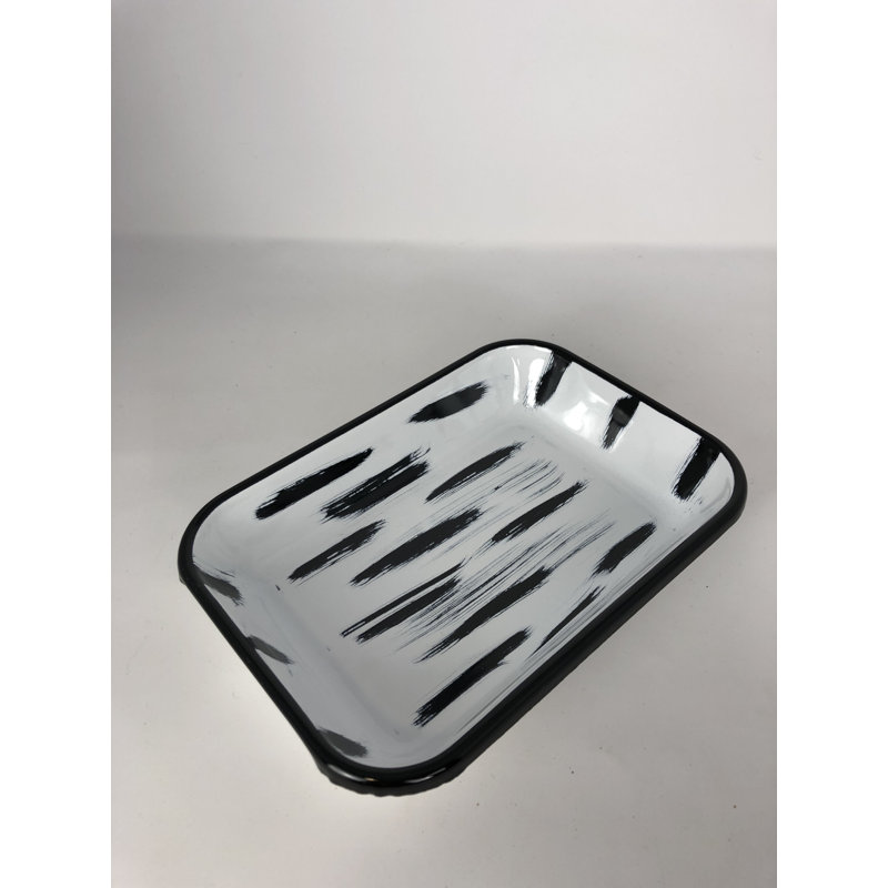 Metro Lane Albrechtice Enamel Platter, 4cm H x 21cm W x 14cm D, White/Black