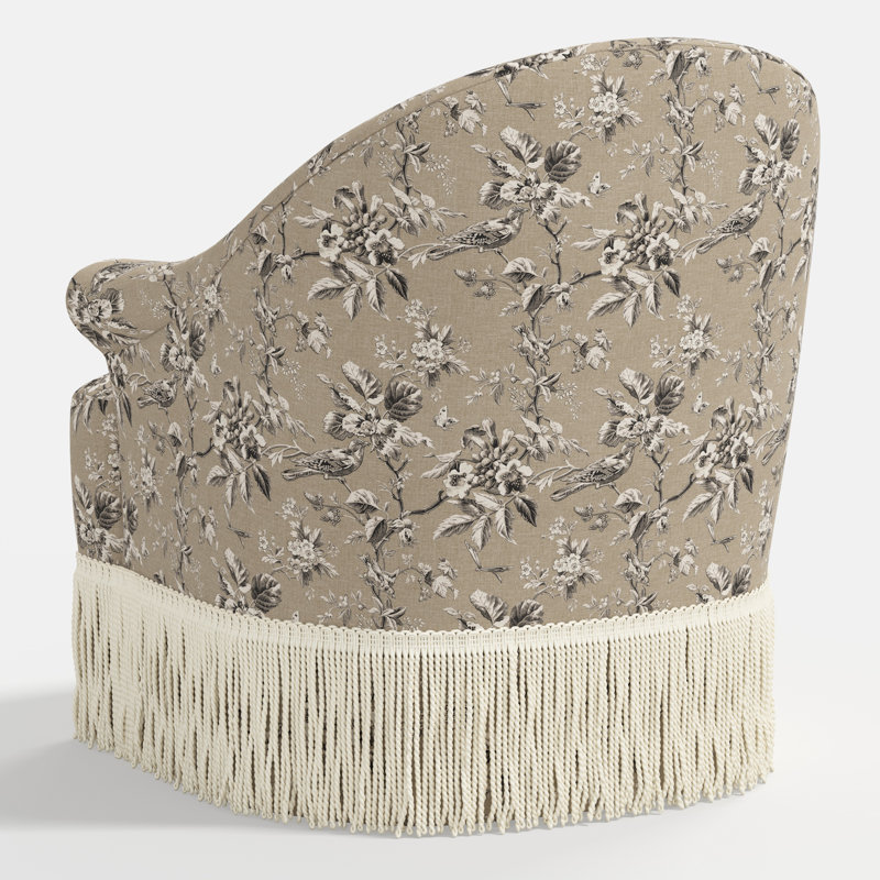 Marie Swivel Chair, Michigan Bird Toile Sand