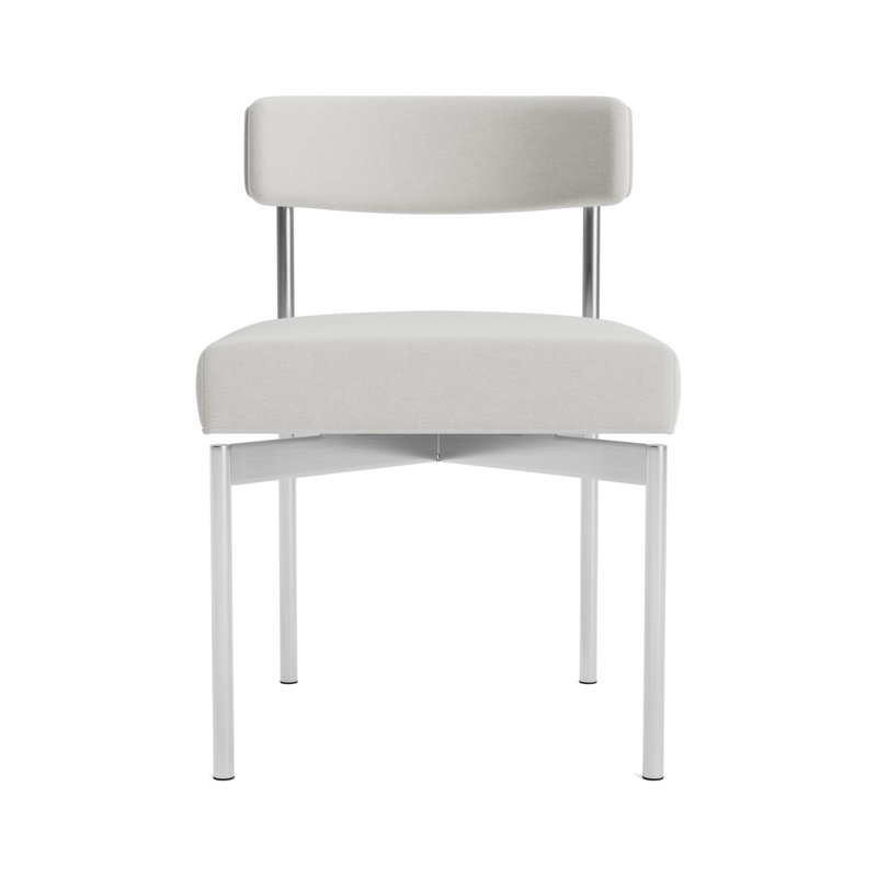 Remy Upholstered Dining Chair, Performance Velvet - Silver, Brushed Stainless Steel