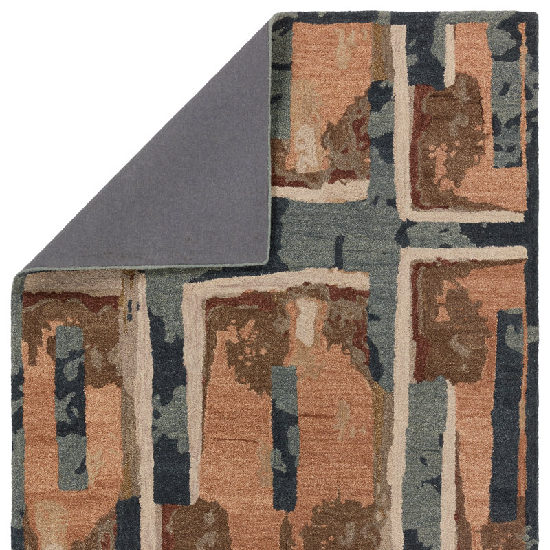 Zoe Bios By Jaipur Living Balsa HNC04 Handmade Abstract Peach and Blue Area Rug (8'x10'), Rectangle 6' x 9'