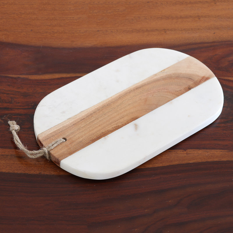 NOVICA Handmade Elegant Cut Marble And Wood Cutting Board