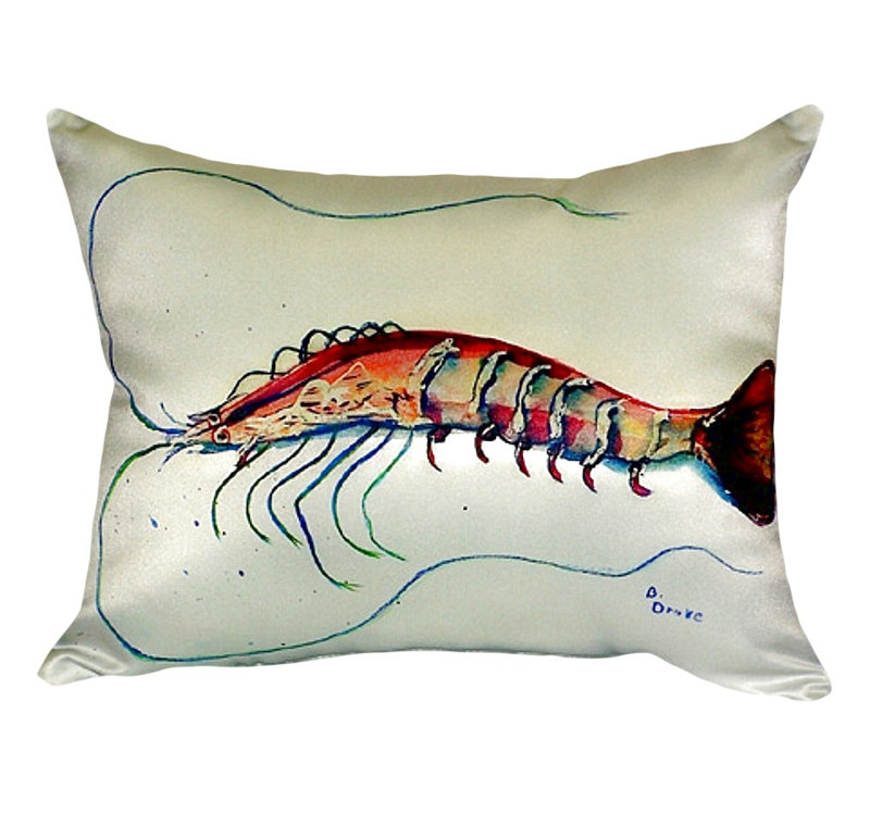 Shrimp Outdoor Reversible Throw Pillow
